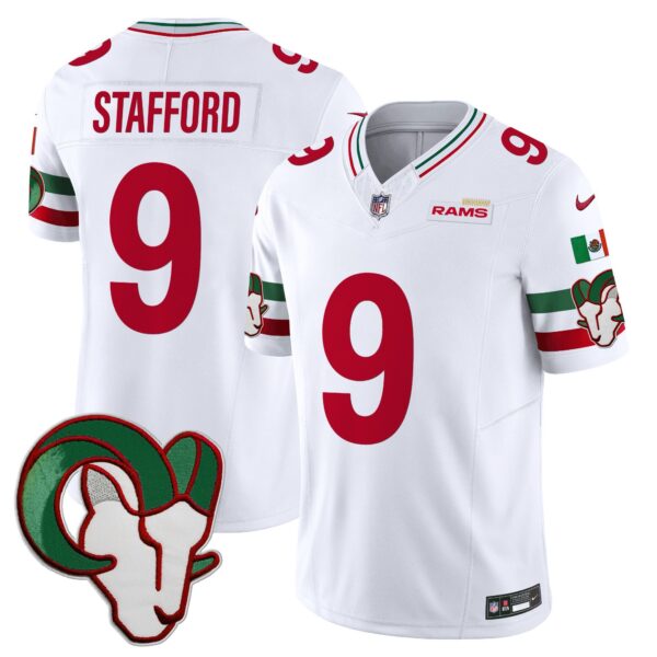 Rams Mexico Vapor Limited Jersey – All Stitched – White – Matthew Stafford Jersey