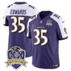 Ravens 20th Season Patch Vapor Limited Jersey – All Stitched – Purple Alternate – Gus Edwards Jersey