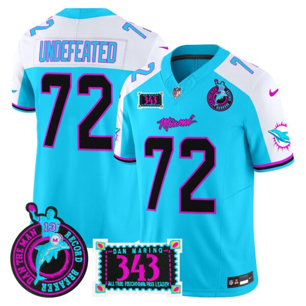 Dolphins Dan the Man Record Breaker Patch Vapor Limited Jersey – All Stitched – Aqua Alternate – Undefeated Jersey