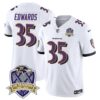 Ravens 20th Season Patch Vapor Limited Jersey – All Stitched – White – Gus Edwards Jersey