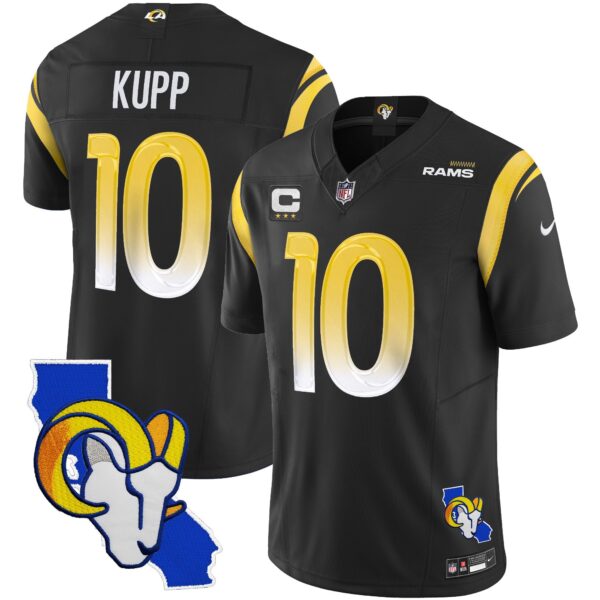 Rams California Patch Vapor Limited Jersey – All Stitched – Black – Cooper Kupp Jersey