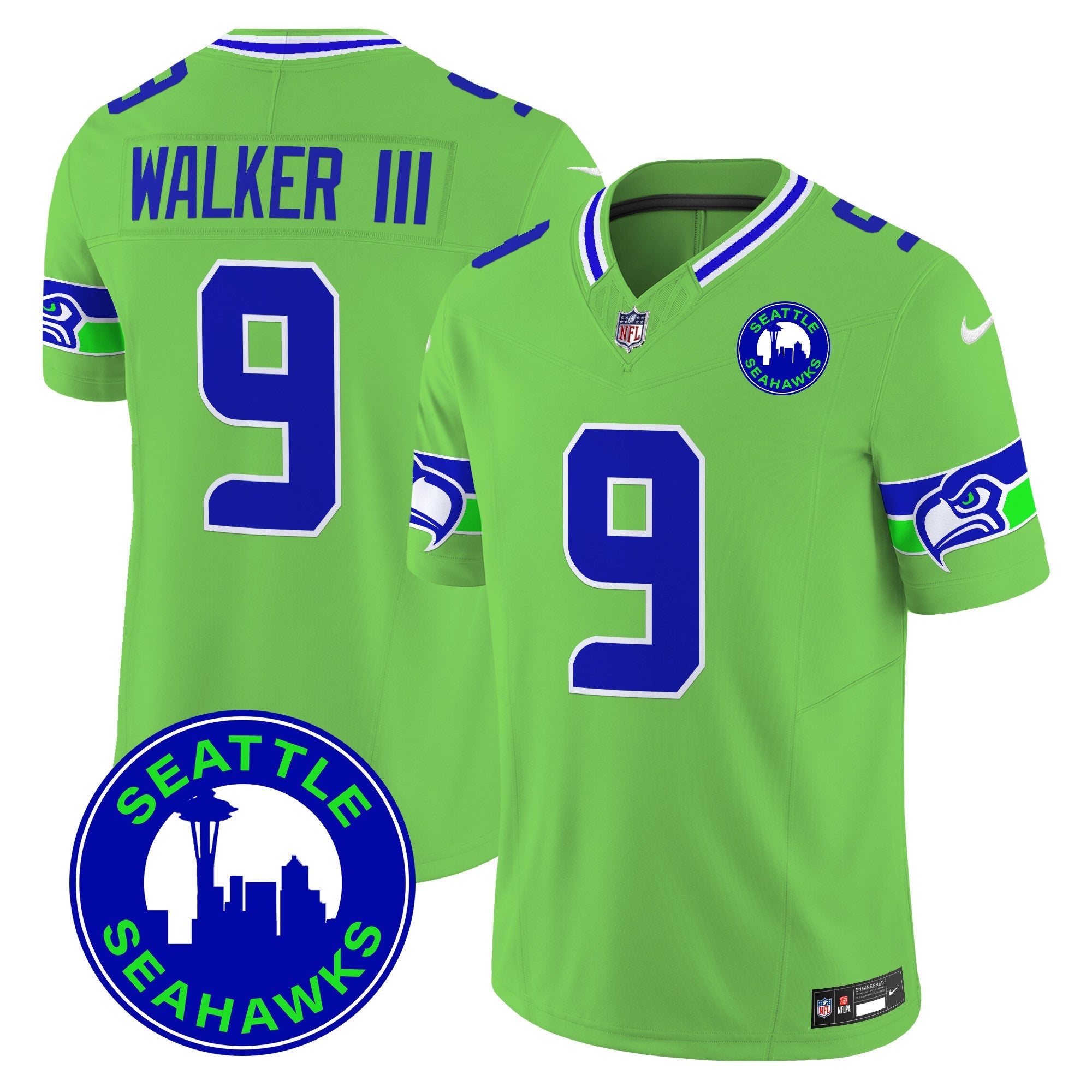 Seahawks 2024 Seattle City Patch Vapor Limited Jersey – All Stitched – Green – Walker III Jersey
