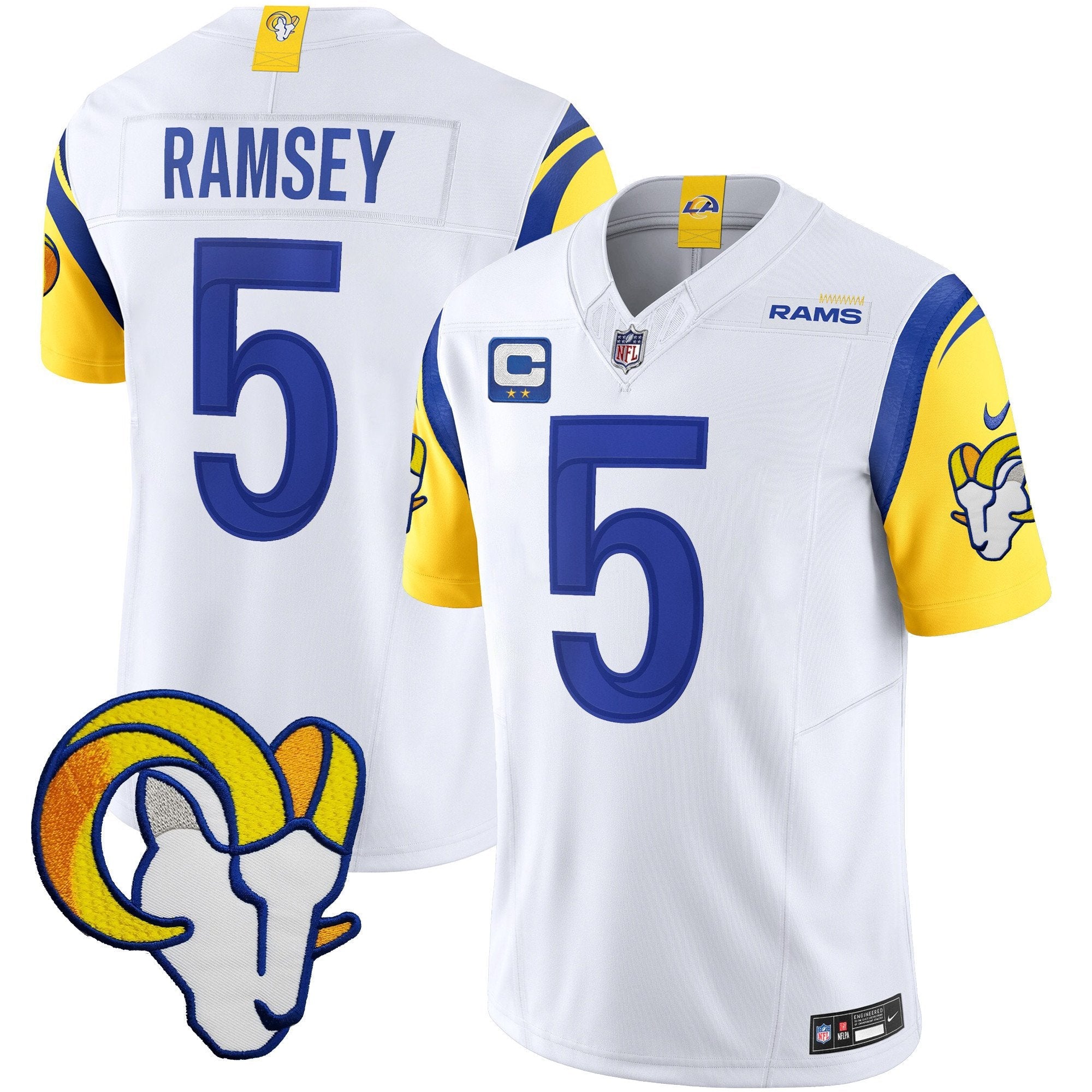 Rams Vapor Limited Jersey V2 – All Stitched – White – Jalen Ramsey Jersey
