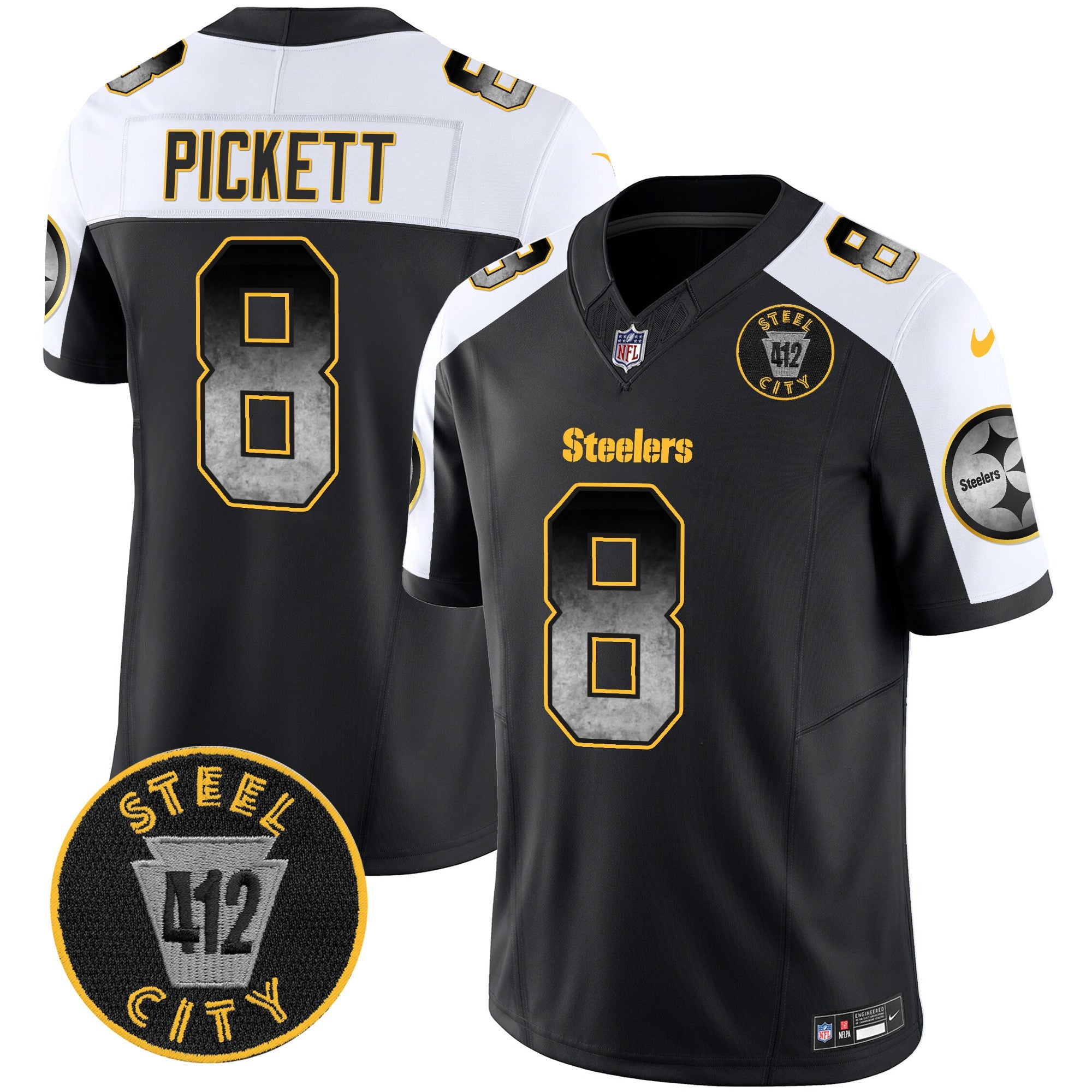 Steelers Arch Smoke 412 Patch Vapor Limited Jersey – All Stitched – Alternate – Kenny Pickett Jersey