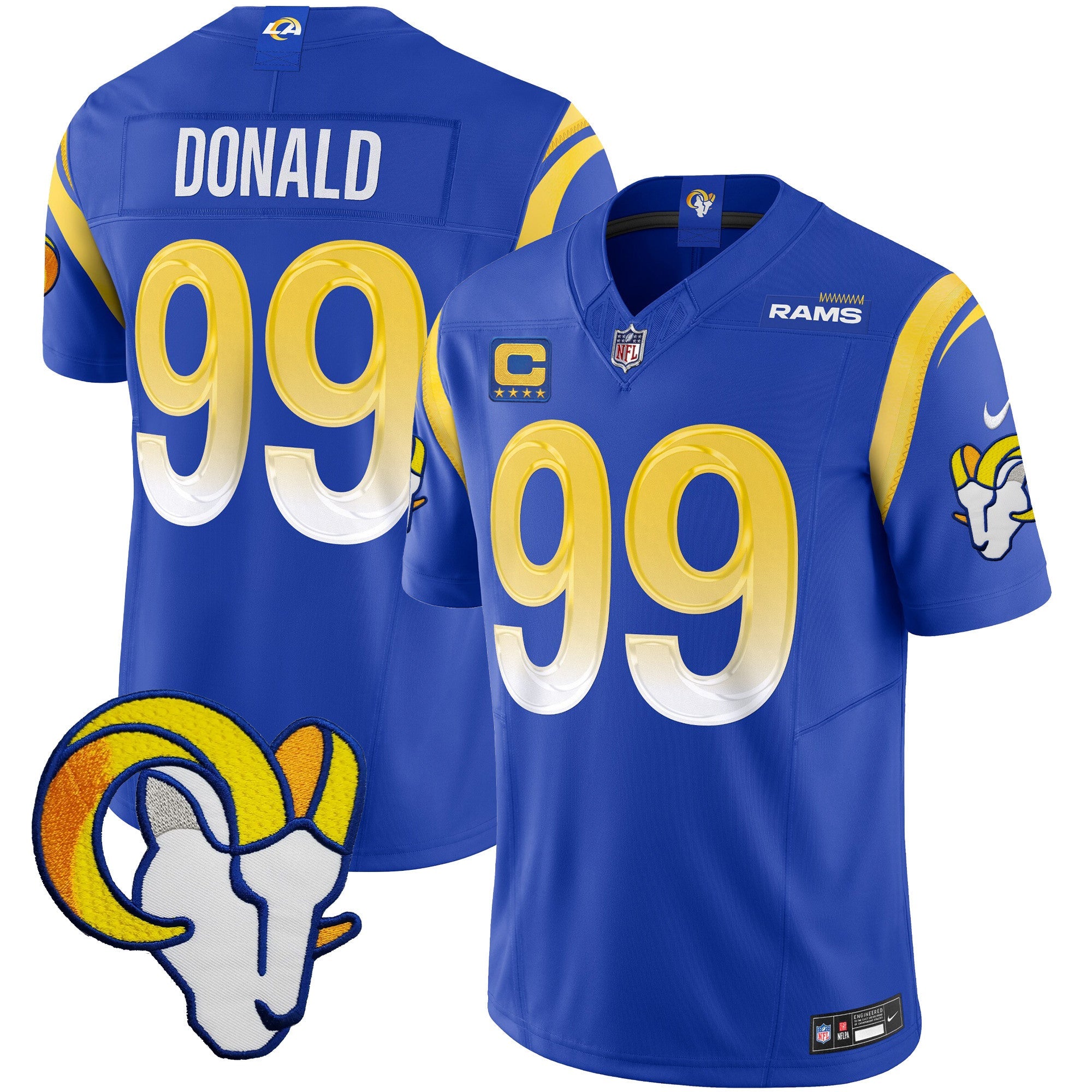 Rams Vapor Limited Jersey V2 – All Stitched – Royal – Aaron Donald Jersey