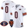 Bears Illinois & Dick Butkus Patch Vapor Limited Jersey – All Stitched – White – D’Andre Swift Jersey