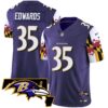 Ravens Maryland Flag Vapor Limited Jersey V2 – All Stitched – Purple – Gus Edwards Jersey