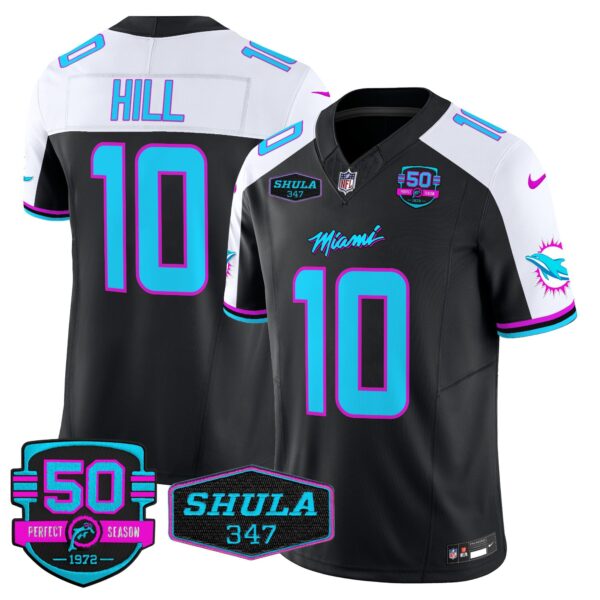 Dolphins Miami Vice Vapor Limited Jersey V4 – All Stitched – Black Alternate – Tyreek Hill Jersey