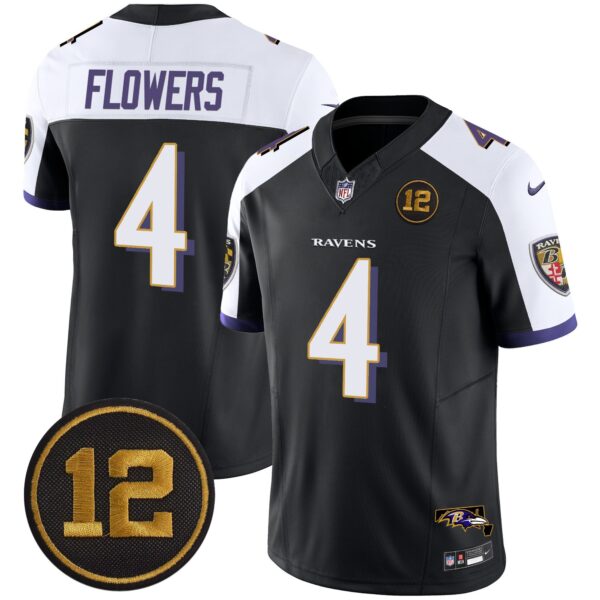 Ravens Jacoby Jones Patch Vapor Limited Jersey – All Stitched – Black Alternate – Zay Flowers Jersey