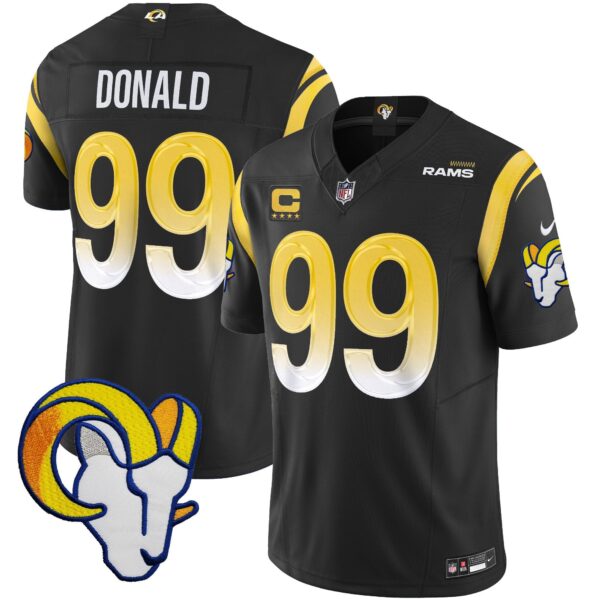 Rams Vapor Limited Jersey V2 – All Stitched – Black – Aaron Donald Jersey