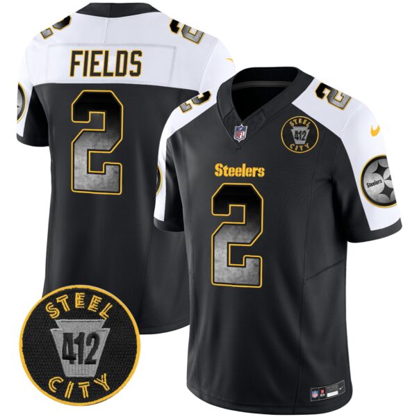 Steelers Arch Smoke 412 Patch Vapor Limited Jersey – All Stitched – Alternate – Justin Fields Jersey