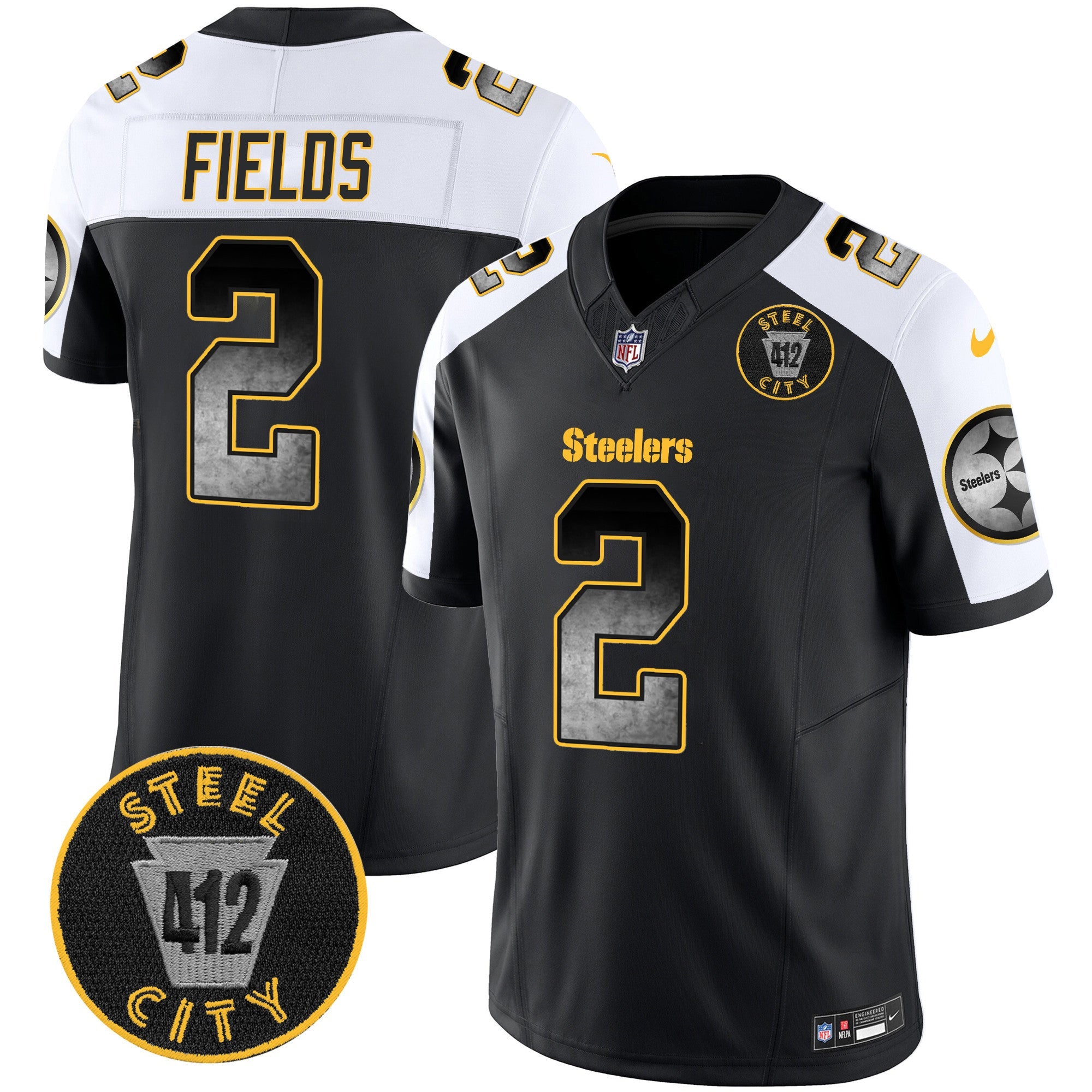 Steelers Arch Smoke 412 Patch Vapor Limited Jersey – All Stitched – Alternate – Justin Fields Jersey