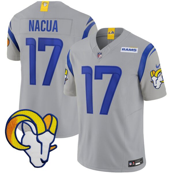 Rams Vapor Limited Jersey V2 – All Stitched – Gray – Puka Nacua Jersey