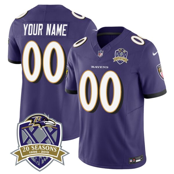 Ravens 20th Season Patch Vapor Limited Custom Jersey – All Stitched – Purple Jersey