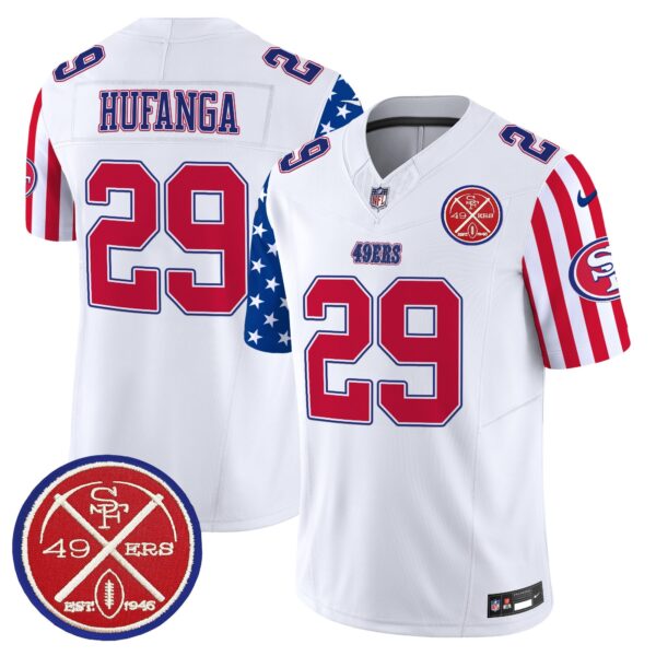 49ers American Style Vapor Limited Jersey – All Stitched – White – Talanoa Hufanga Jersey