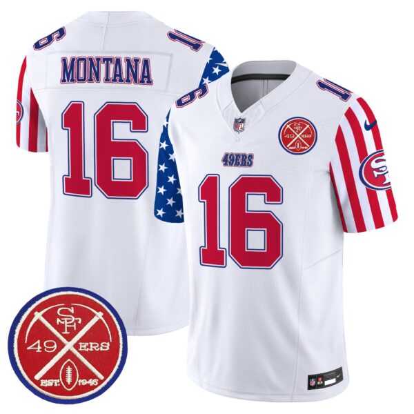 49ers American Style Vapor Limited Jersey – All Stitched – White – Joe Montana Jersey