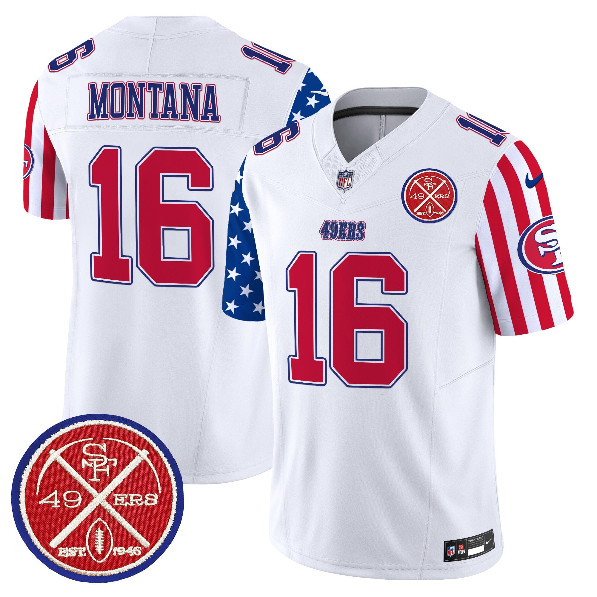 49ers American Style Vapor Limited Jersey – All Stitched – White – Joe Montana Jersey