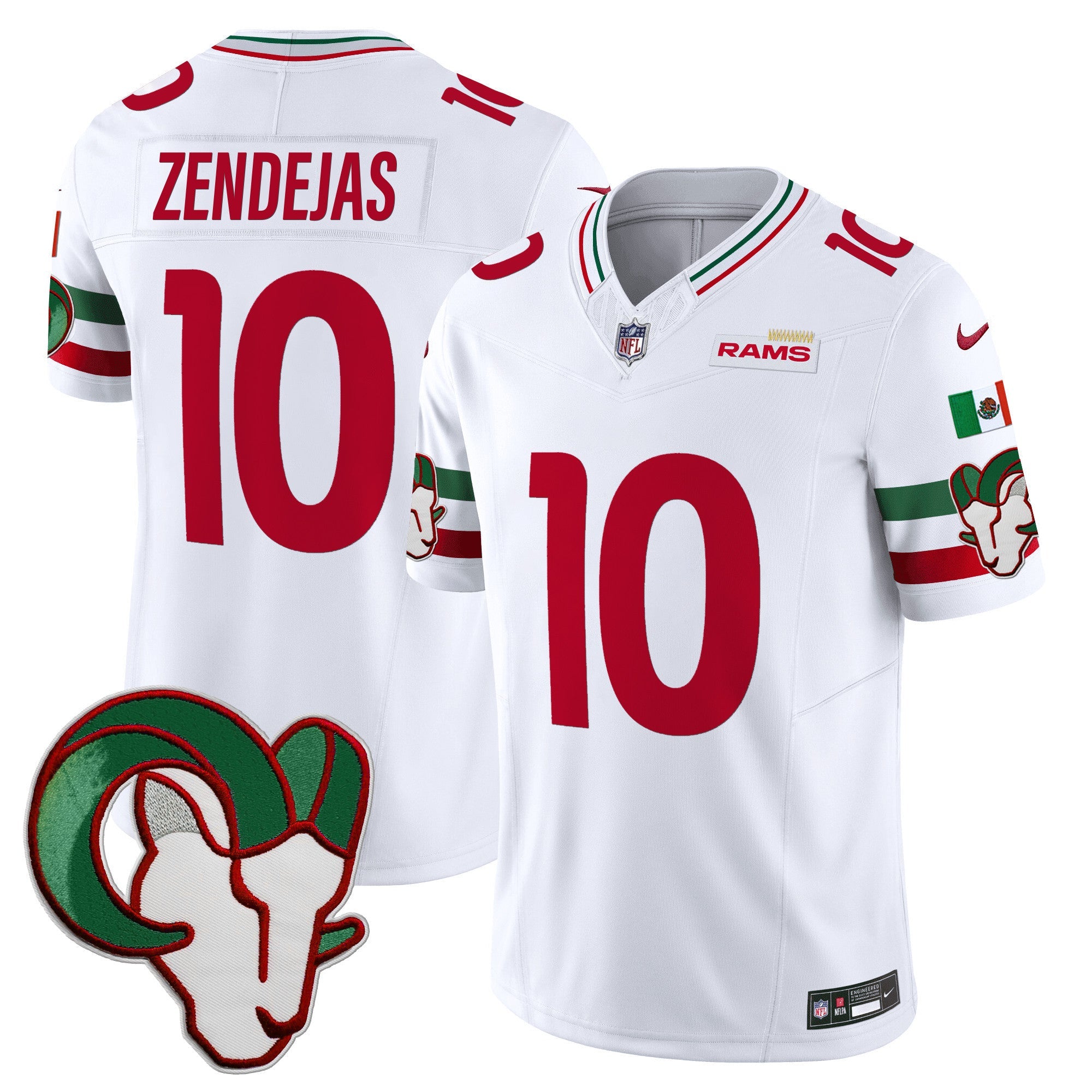 Rams Mexico Vapor Limited Jersey – All Stitched – White – Tony Zendejas Jersey
