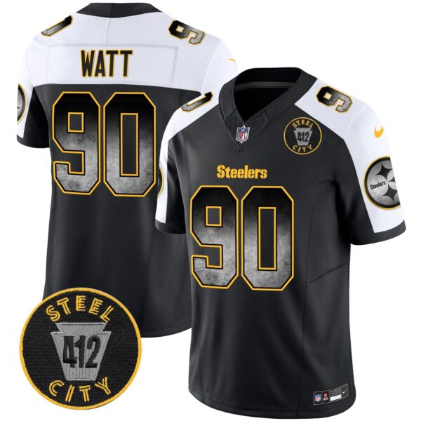 Steelers Arch Smoke 412 Patch Vapor Limited Jersey – All Stitched – Alternate – T. J. Watt Jersey
