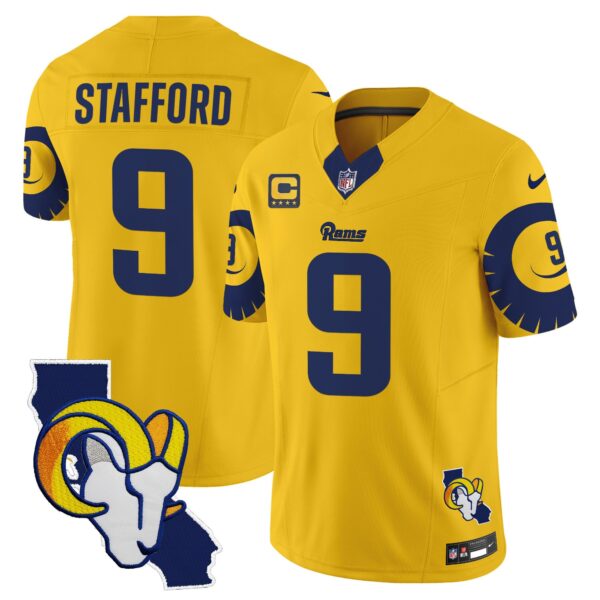 Rams Special Vapor Limited Jersey V2 – All Stitched – Gold – Matthew Stafford Jersey