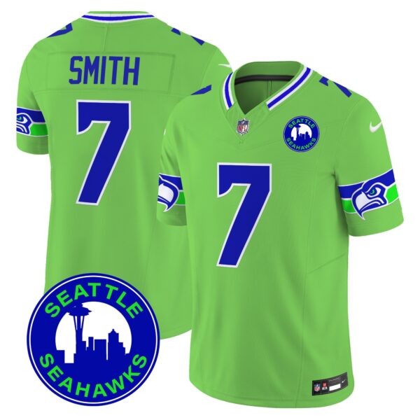 Seahawks 2024 Seattle City Patch Vapor Limited Jersey – All Stitched – Green – Geno Smith Jersey