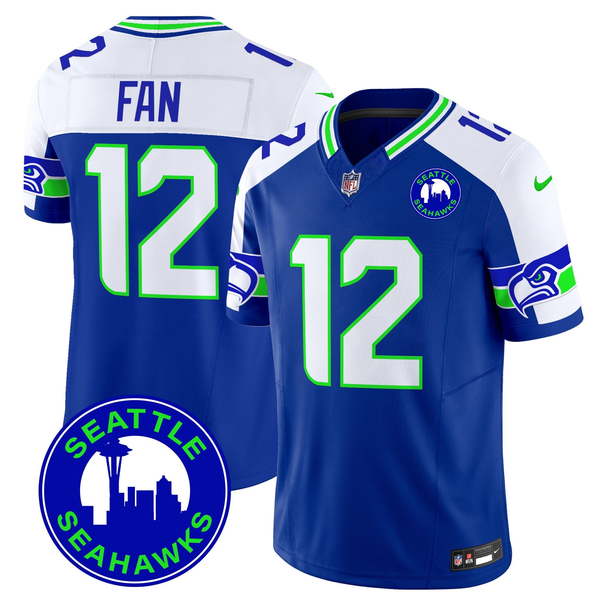 Seahawks 2024 Seattle City Patch Vapor Limited Jersey – All Stitched – Royal Alternate – 12Th Fan Jersey
