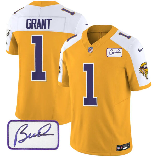 Vikings Vapor Limited Player 2024 Jersey TLA – All Stitched – Gold Alternate – Bud Grant Jersey