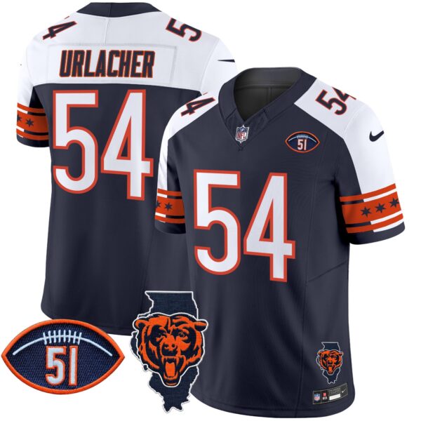 Bears Illinois & Dick Butkus Patch Vapor Limited Jersey – All Stitched – Alternate – Brian Urlacher Jersey