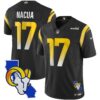 Rams California Patch Vapor Limited Jersey – All Stitched – Black – Puka Nacua Jersey
