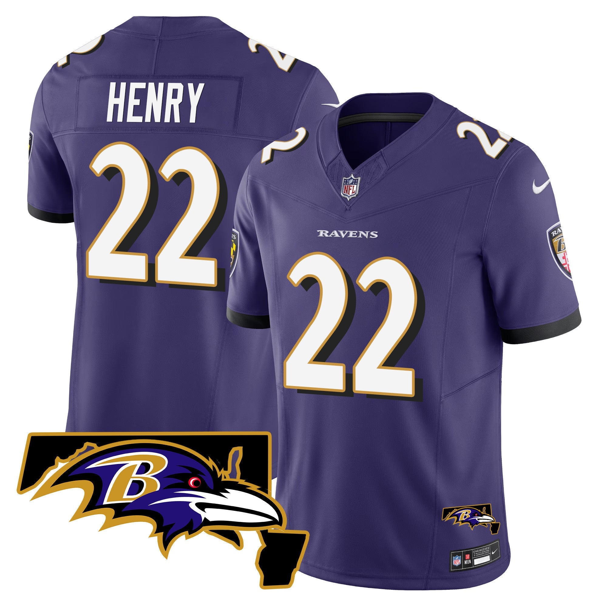 Derrick Henry Ravens Maryland Patch Vapor Limited Jersey – All Stitched – Men – Purple Jersey