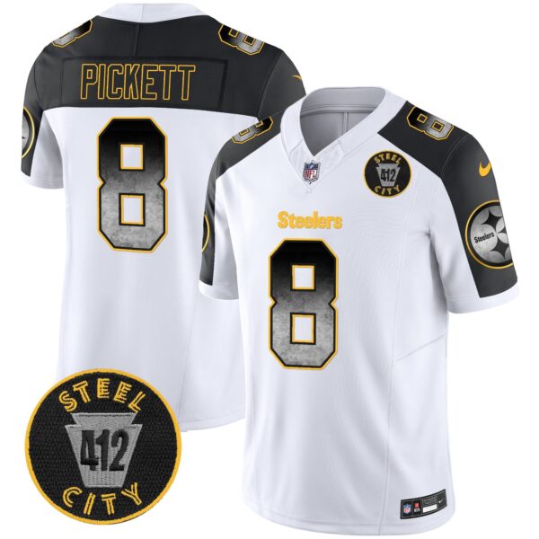 Steelers Arch Smoke 412 Patch Vapor Limited Jersey – All Stitched – Inverted – Kenny Pickett Jersey