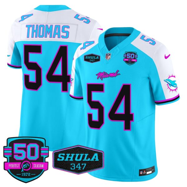 Dolphins Miami Vice Vapor Limited Jersey V4 – All Stitched – Aqua Alternate – Zach Thomas Jersey