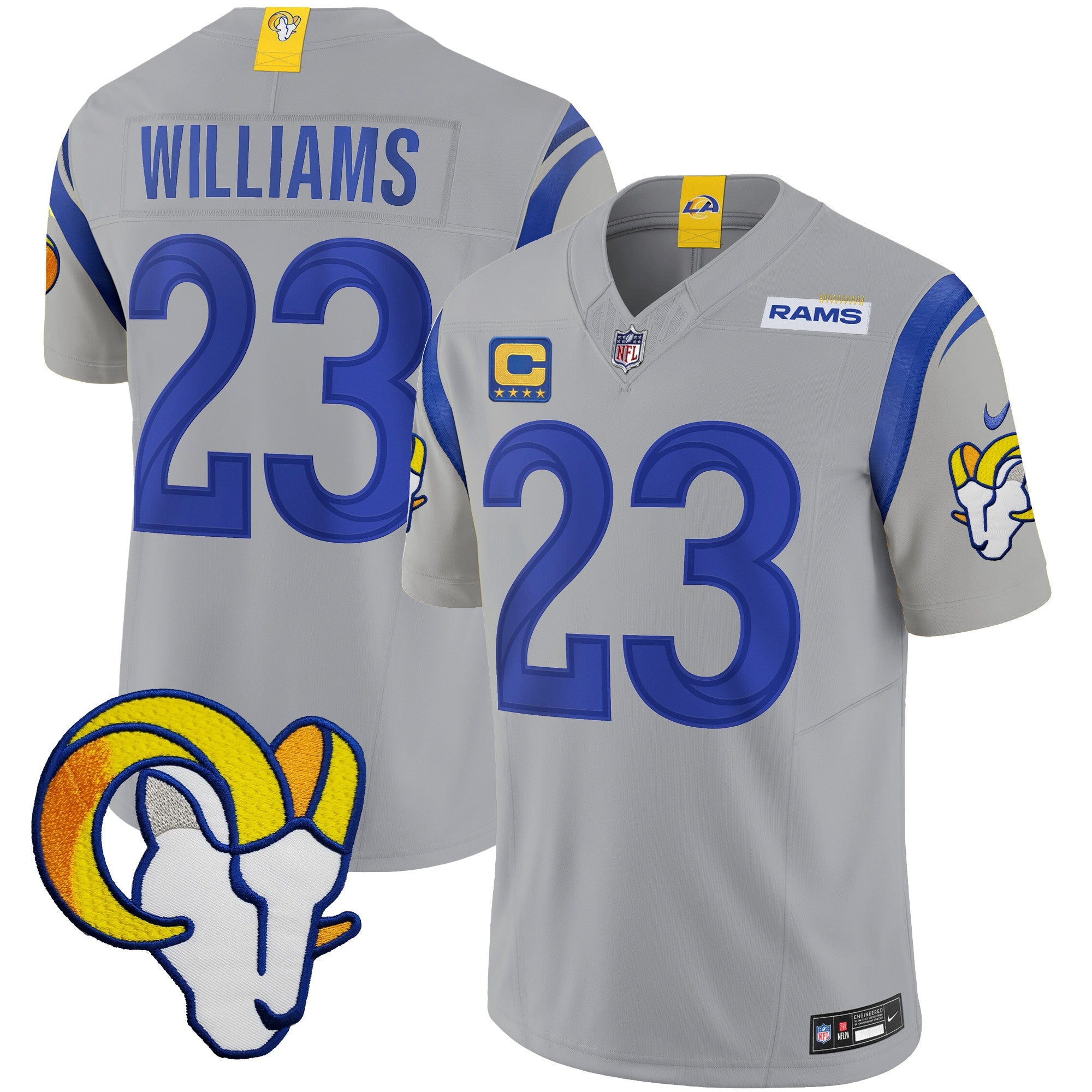 Rams Vapor Limited Jersey V2 – All Stitched – Gray – Kyren Williams Jersey