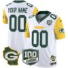 Packers 100th Season & Home Patch Cheese Vapor Limited Custom Jersey All Stitched – White Jersey