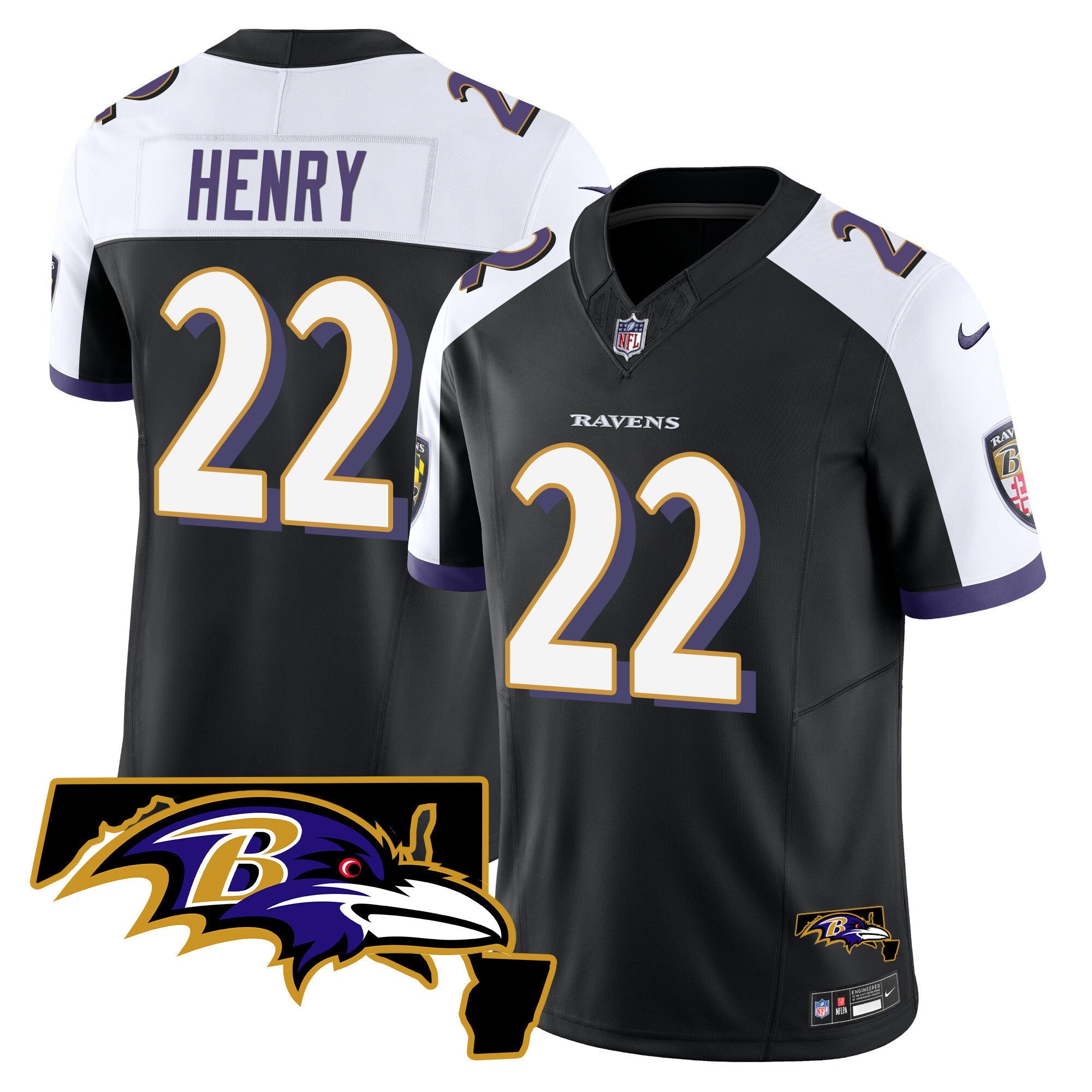 Derrick Henry Ravens Maryland Patch Vapor Limited Jersey – All Stitched – Men – Black Alternate Jersey