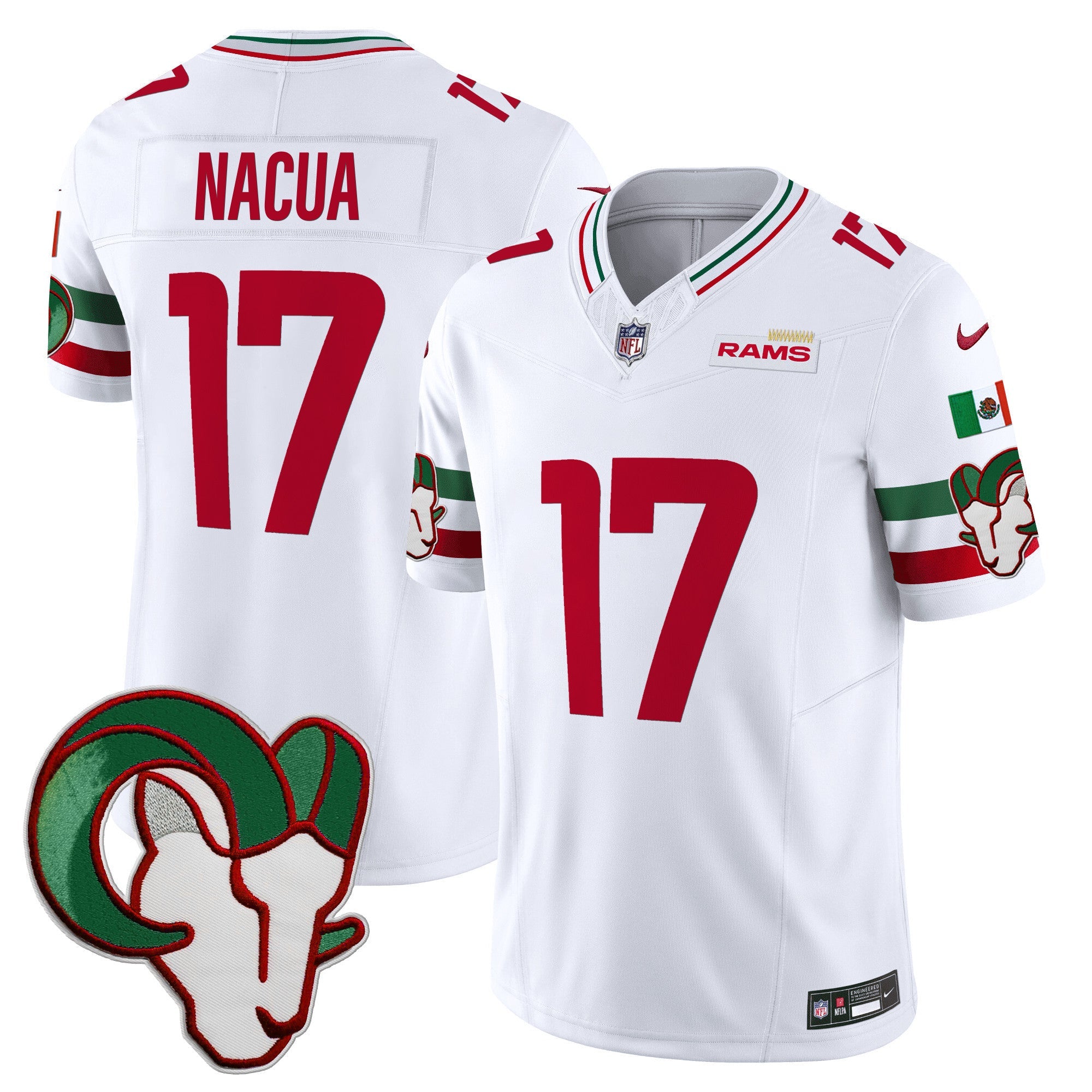 Rams Mexico Vapor Limited Jersey – All Stitched – White – Puka Nacua Jersey