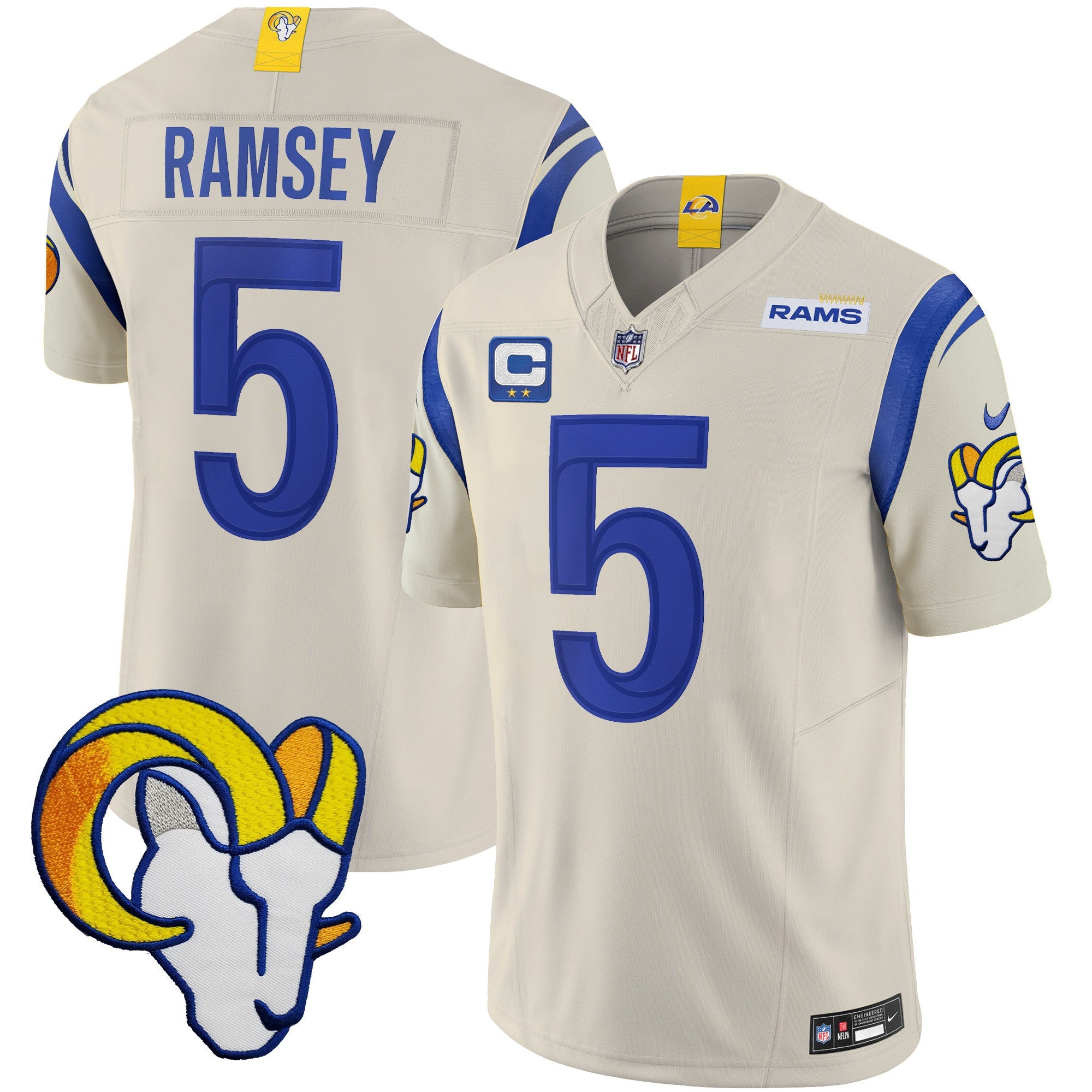 Rams Vapor Limited Jersey V2 – All Stitched – Bone – Jalen Ramsey Jersey