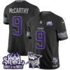 Minnesota Vikings 2024 Winter Warrior Skol Patch Vapor Limited Jersey V2 – All Stitched – Black – J.J. McCarthy Jersey