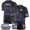 Minnesota Vikings 2024 Winter Warrior Skol Patch Vapor Limited Jersey V2 – All Stitched – Black – Aaron Jones Jersey