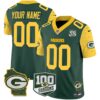 Packers 100th Season & Home Patch Cheese Vapor Limited Custom Jersey All Stitched – Green Jersey