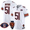 Bears Illinois & Dick Butkus Patch Vapor Limited Jersey – All Stitched – White – Dick Butkus Jersey
