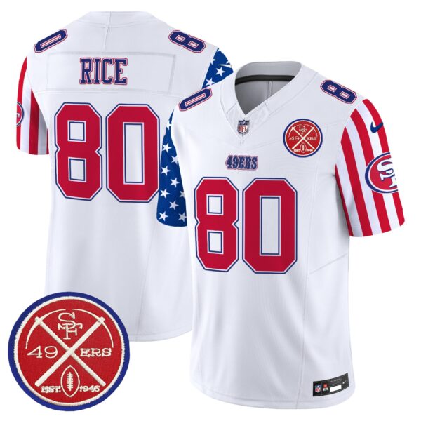 49ers American Style Vapor Limited Jersey – All Stitched – White – Jerry Rice Jersey