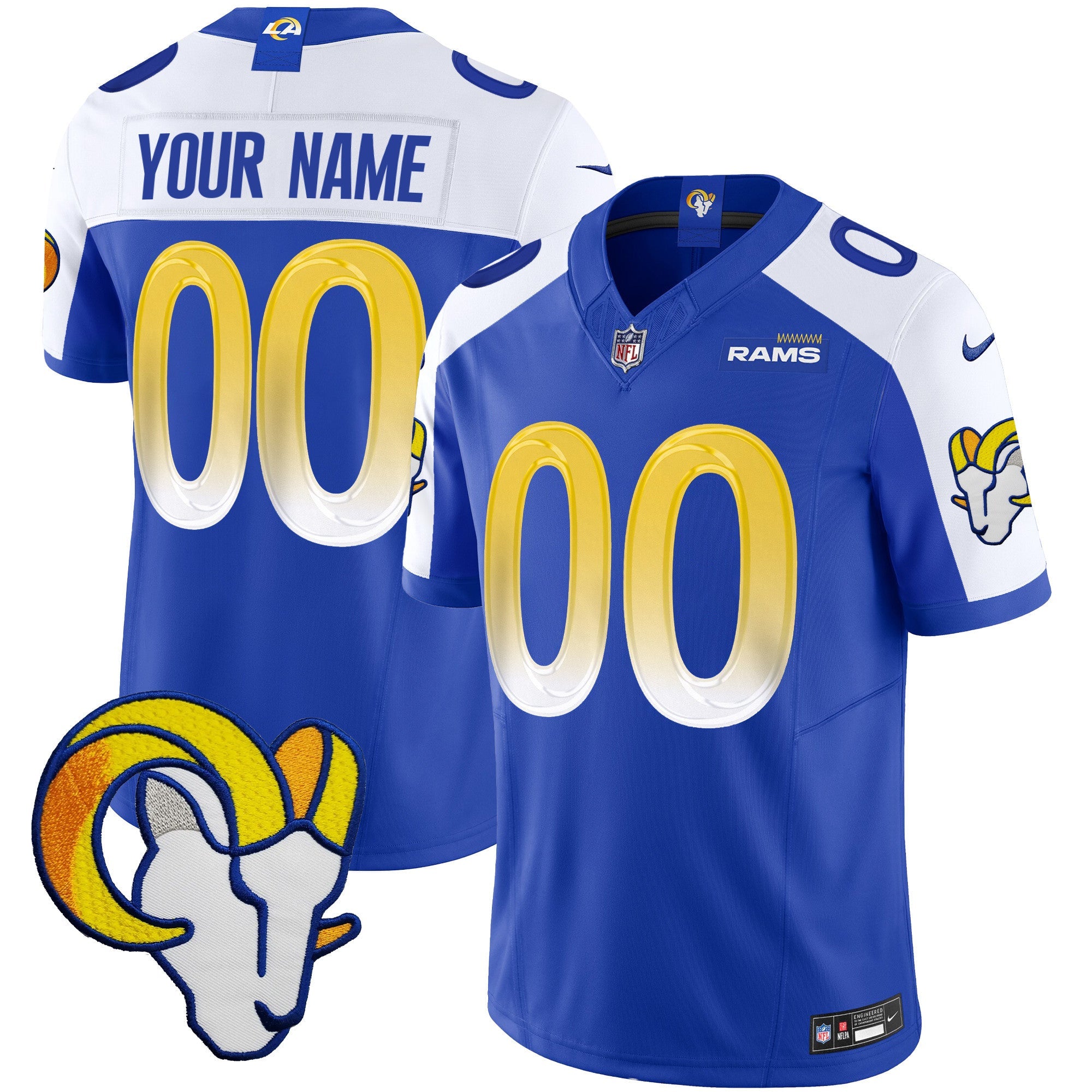Rams Vapor Limited Custom Jersey V2 – All Stitched – Royal Alternate Jersey