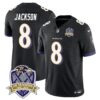 Ravens 20th Season Patch Vapor Limited Jersey – All Stitched – Black – Lamar Jackson Jersey