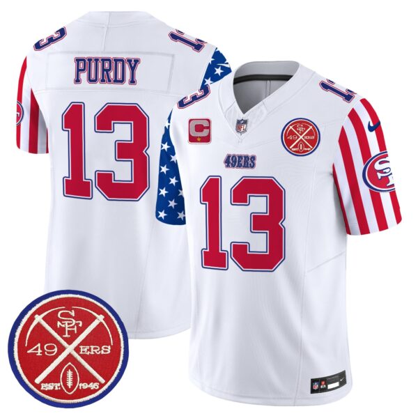 49ers American Style Vapor Limited Jersey – All Stitched – White – Brock Purdy Jersey