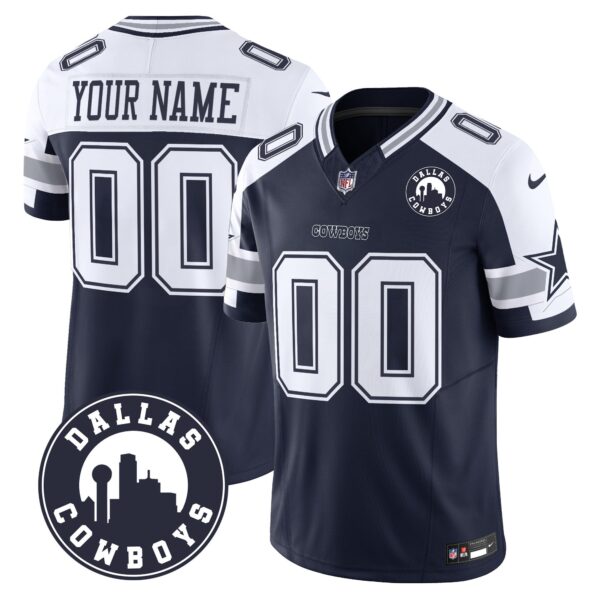 Cowboys Dallas City Patch Vapor Limited Custom Jersey – All Stitched – Alternate Jersey