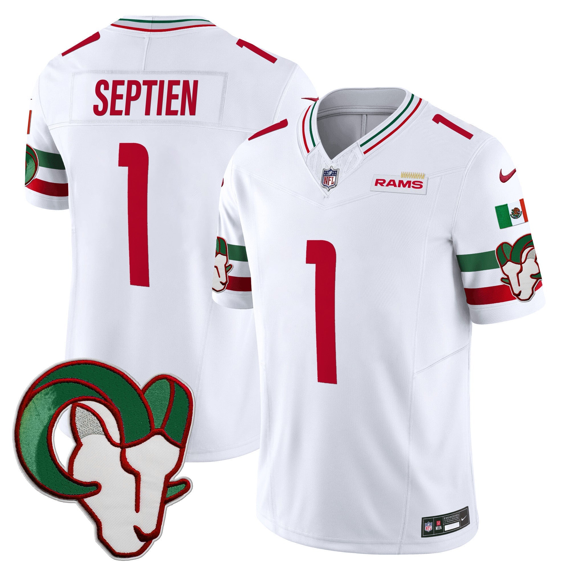 Rams Mexico Vapor Limited Jersey – All Stitched – White – Rafael Septien Jersey