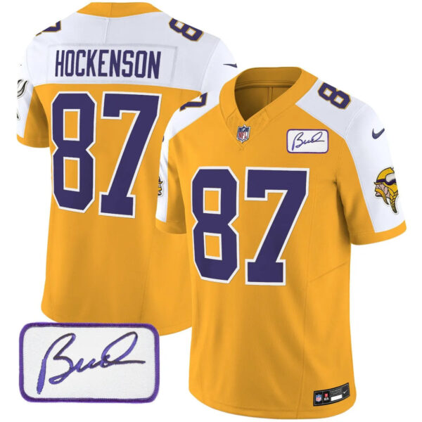Vikings Vapor Limited Player 2024 Jersey TLA – All Stitched – Gold Alternate – T.J. Hockenson Jersey