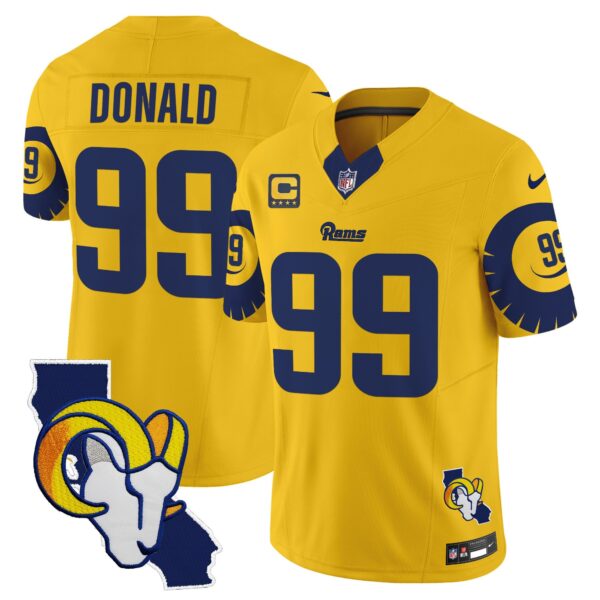 Rams Special Vapor Limited Jersey V2 – All Stitched – Gold – Aaron Donald Jersey