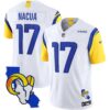 Rams California Patch Vapor Limited Jersey – All Stitched – White – Puka Nacua Jersey